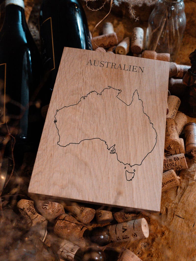vin plakat i træ, plakat af Australien, Kort over Australien på træ
