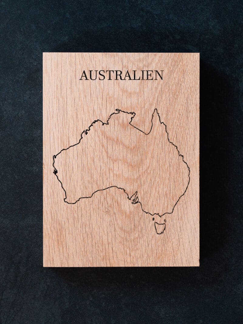 vin plakat i træ, plakat af Australien, Kort over Australien på træ