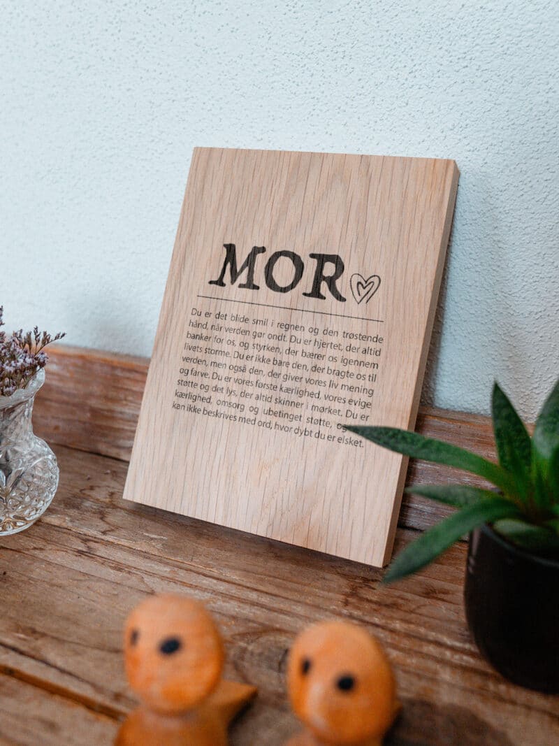 træ plakat, træplade i egetræ, mors dags gave, Personlig morsdagsgave