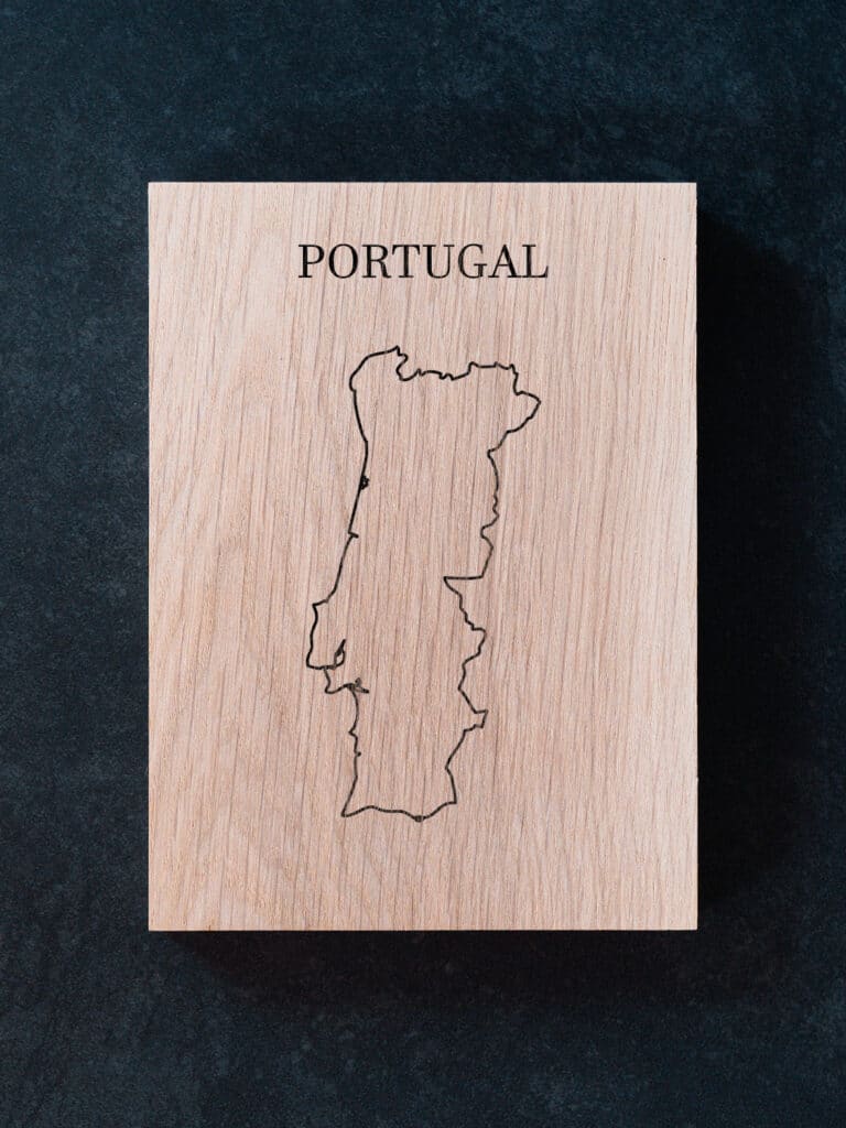 vin plakat i træ, plakat af Portugal, Kort over Portugal på træ