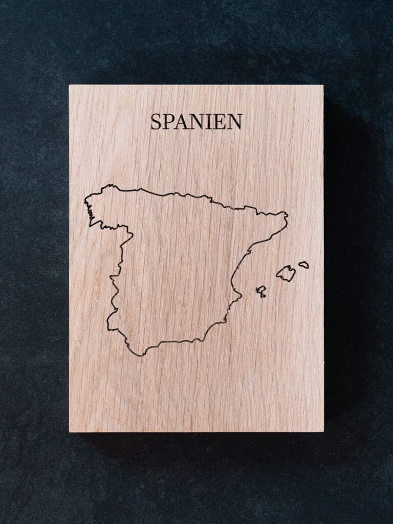 vin plakat i træ, plakat af Spanien, Kort over Spanien på træ